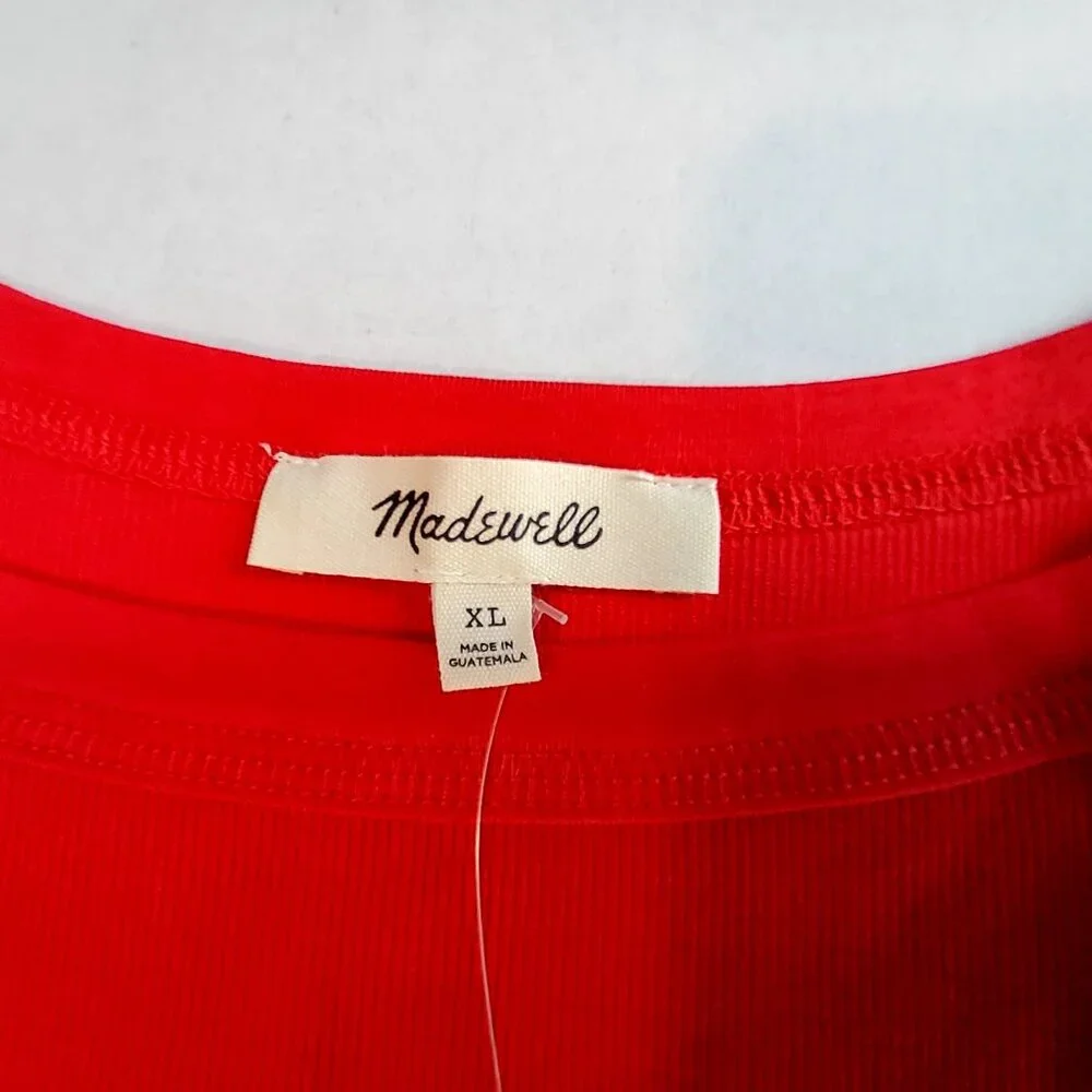 Madewell Womens Red Ribbed Tank Top Size XL Sleeveless Casual Lightweight - Picture 7 of 10